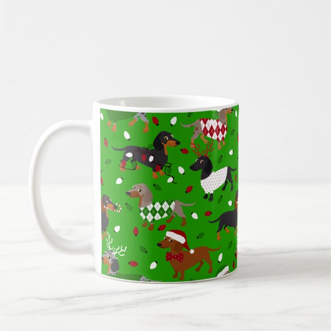 Taza De Café Navidades Dachshund All Coats Coffee Mug (Izquierda)