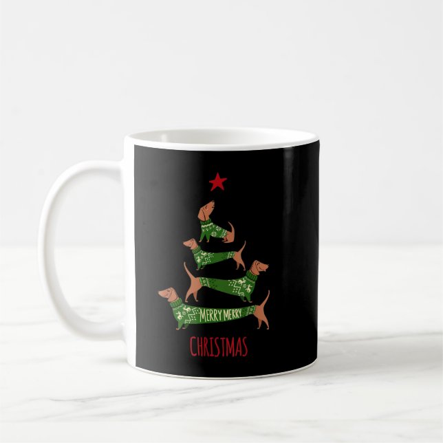 Taza De Café Navidades Dachshund Tree T Shirt Funny Pajamas Xma (Izquierda)