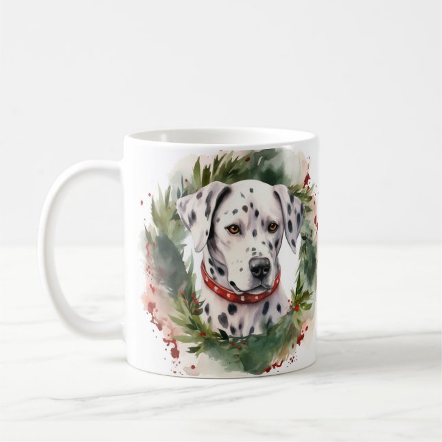 Taza De Café Navidades dálmatas con una presentación festiva (Izquierda)