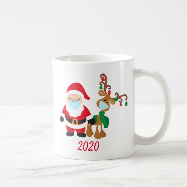 Taza De Café navidades de 2020 revuelven a los renos con máscar (Derecha)