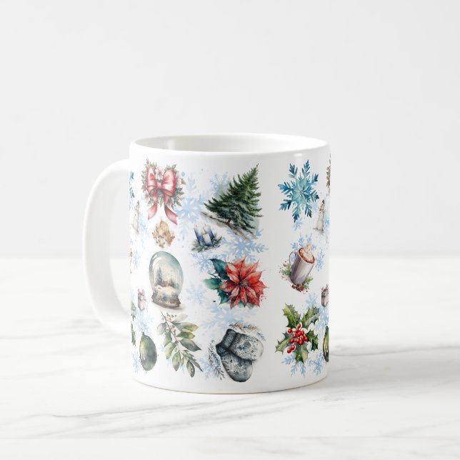 Taza De Café Navidades de acuarela (Anverso izquierdo)