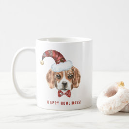 Taza De Café Navidades de acuarela Beagle Santa Happy Howlidays