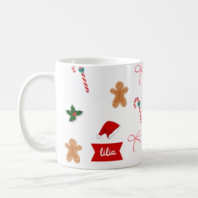 Taza De Café Navidades de acuarela de corte (Izquierda)