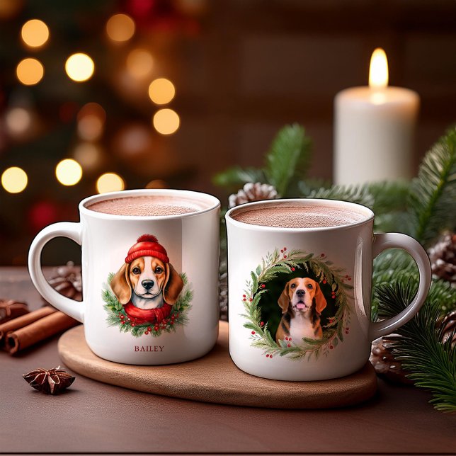 Taza De Café Navidades de acuarela Perro Beagle (Subido por el creador)