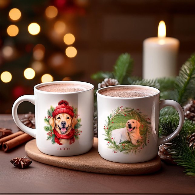 Taza De Café Navidades de acuarela Perro de Labrador Amarillo (Subido por el creador)