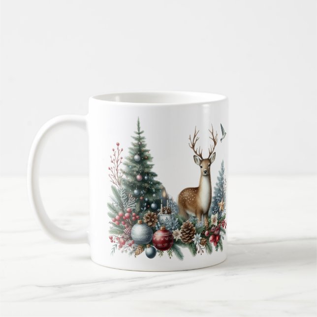 Taza De Café Navidades de acuarela reno (Izquierda)
