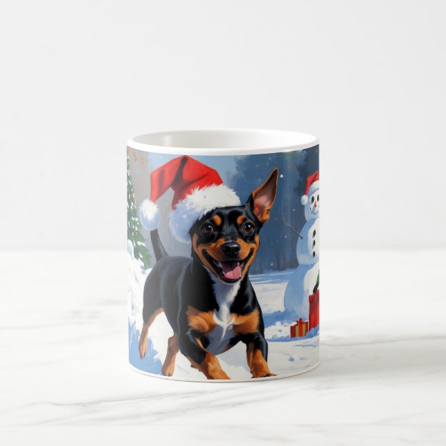 Taza De Café Navidades de Affenpinscher en escena de nieve fest (Centro)