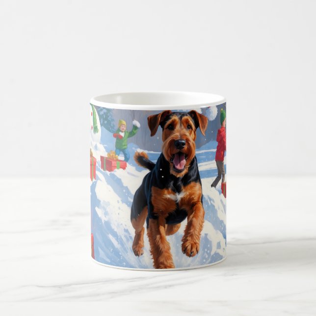 Taza De Café Navidades de Airedale celebran escena de nieve (Centro)