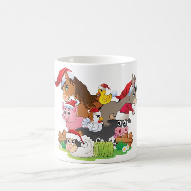 Taza De Café Navidades de animales de granja (Centro)