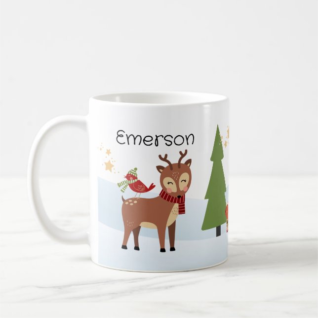 Taza De Café Navidades de animales de Woodland Mug personalizad (Izquierda)