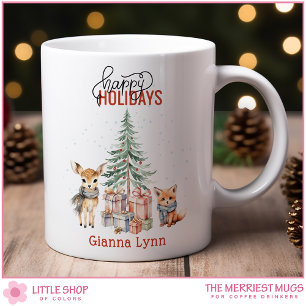 Taza De Café Navidades de animales de Woodland personalizados