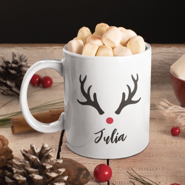 Taza De Café Navidades de Antlers de venado personalizados (Subido por el creador)