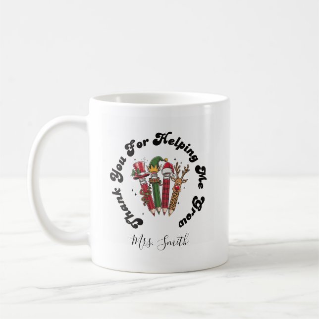 Taza De Café Navidades de aprecio docente - Lápices festivos (Izquierda)