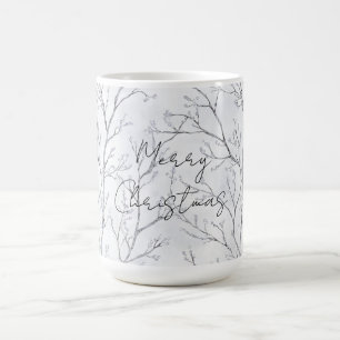 Taza De Café Navidades de árboles de invierno plateados