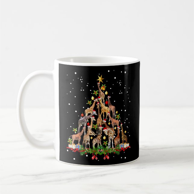 Taza De Café Navidades de árboles de jirafa animal dulces navid (Izquierda)