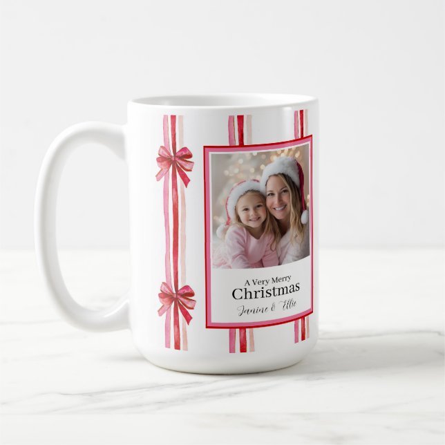 Taza De Café Navidades de arcos rosados y rojos Foto Mug (Izquierda)