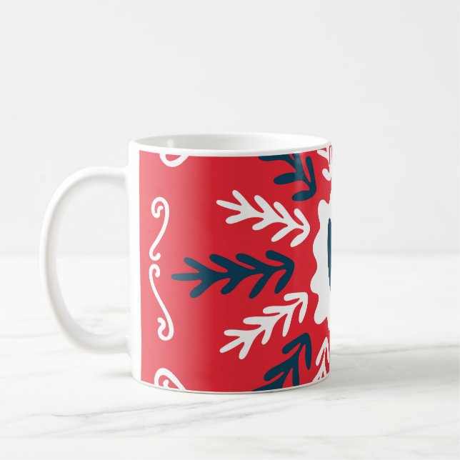 Taza De Café Navidades de arte Folk Doodle Tile (Izquierda)