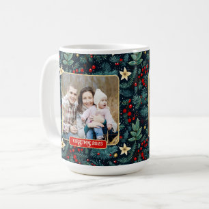 Taza De Café Navidades de Arte Popular Mistletoe Holly Berries