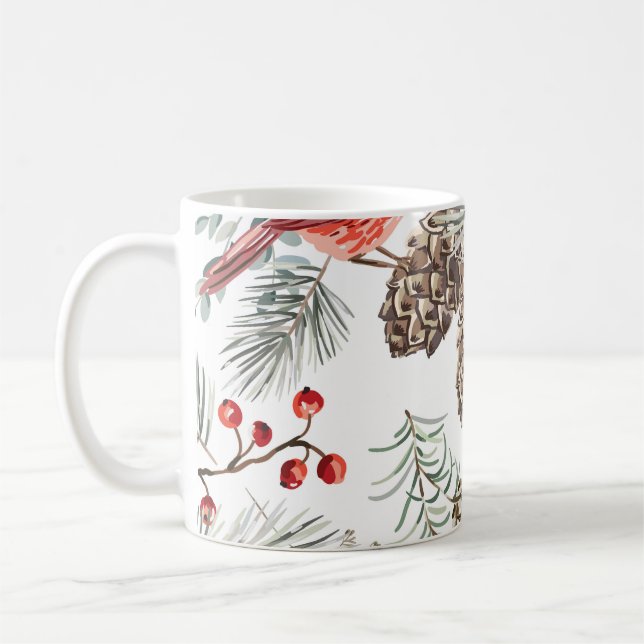 Taza De Café Navidades de aves cardinales Patrón de cosecha (Izquierda)