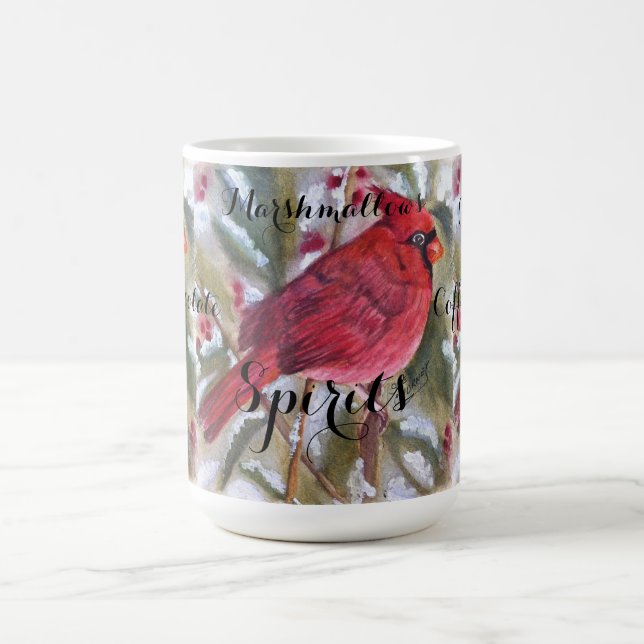 TAZA DE CAFÉ NAVIDADES DE AVES CARDINALES ROJOS (Centro)
