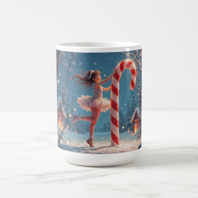 Taza De Café Navidades de Ballerina Anime Chica y Candy Cane (Centro)