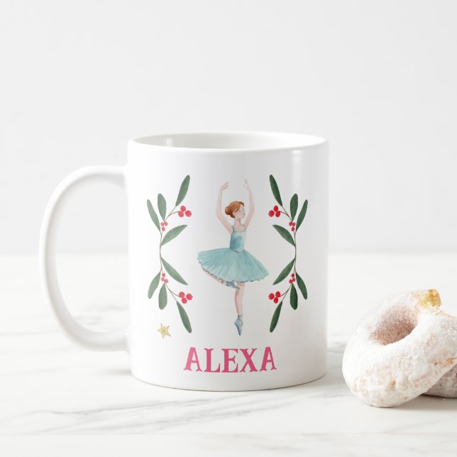 Taza De Café Navidades de Ballerina Botánica Personalizada (Con donut)