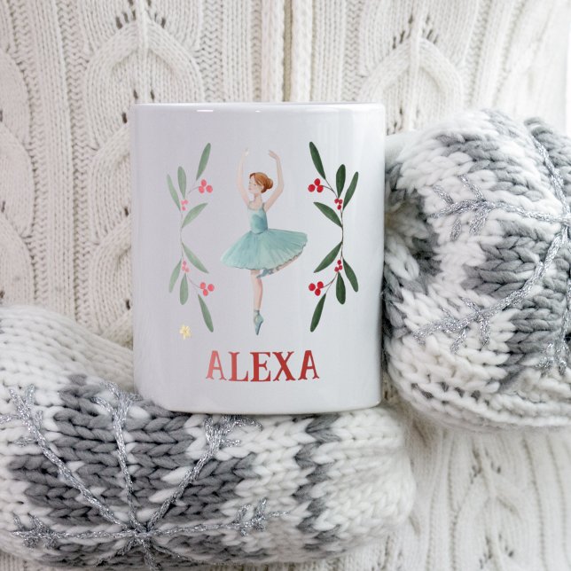 Taza De Café Navidades de Ballerina Botánica Personalizada (Personalised Cute Botanical Ballerina Christmas Coffee Mug
)