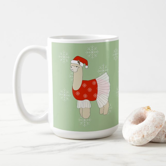 Taza De Café Navidades de Ballerina Llama Snowflakes (Con donut)