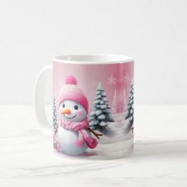 Taza De Café Navidades de bebé rosados personalizados Snowman