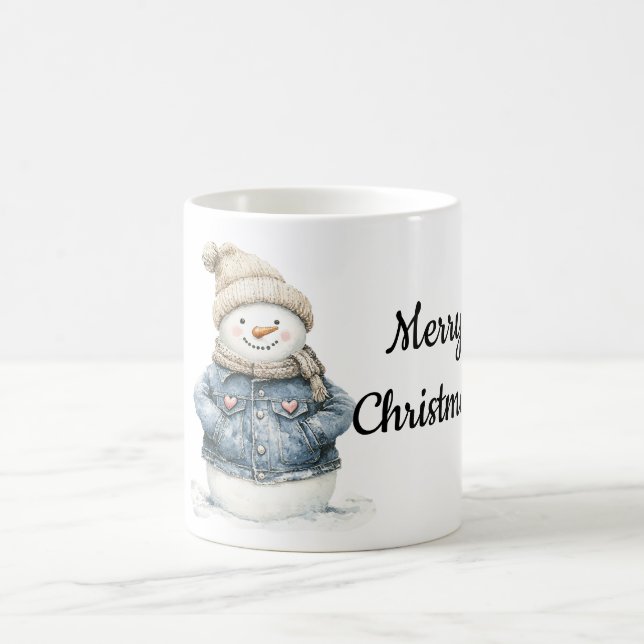 Taza De Café Navidades de Blue Denim Snowman (Centro)