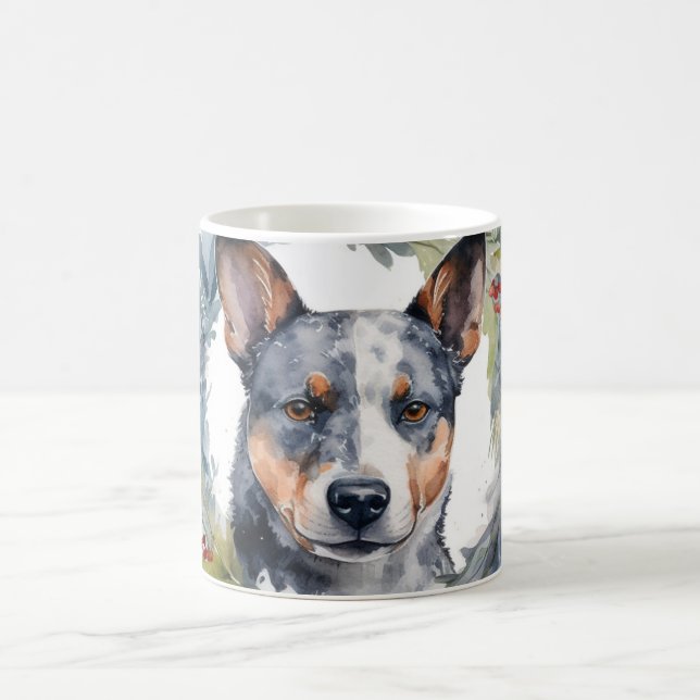 Taza De Café Navidades de Blue Heeler Wreath Festimes Pup (Centro)