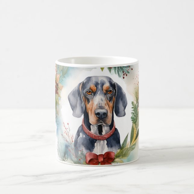 Taza De Café Navidades de Bluetick Coonhound Wreath Festix Pup (Centro)