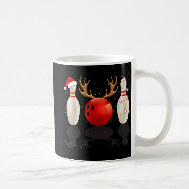 Taza De Café Navidades de boliche divertidos Santa Hat Xmas Lig (Derecha)