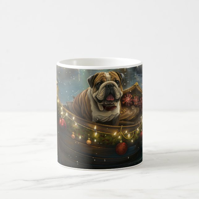Taza De Café Navidades de bulldog de vacaciones (Centro)