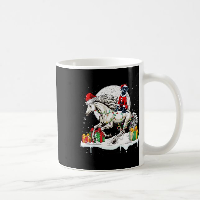 Taza De Café Navidades de caballos de Santa Great Dane Riding (Derecha)