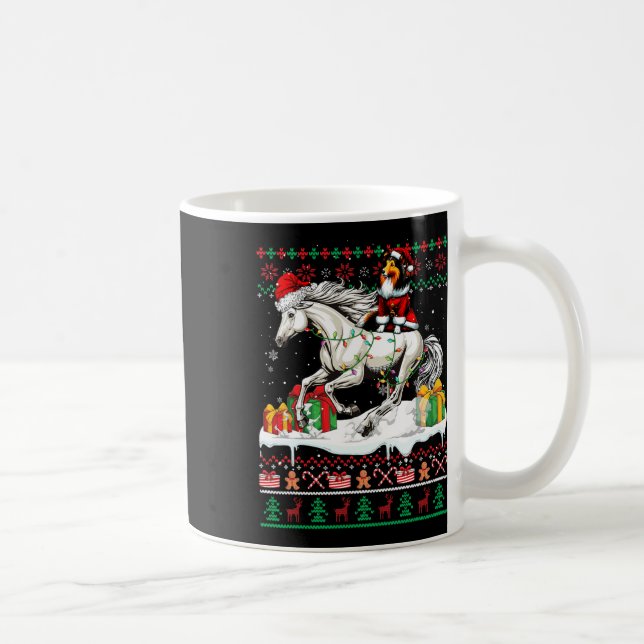 Taza De Café Navidades de caballos de Santa Sheltie Suéter Love (Derecha)
