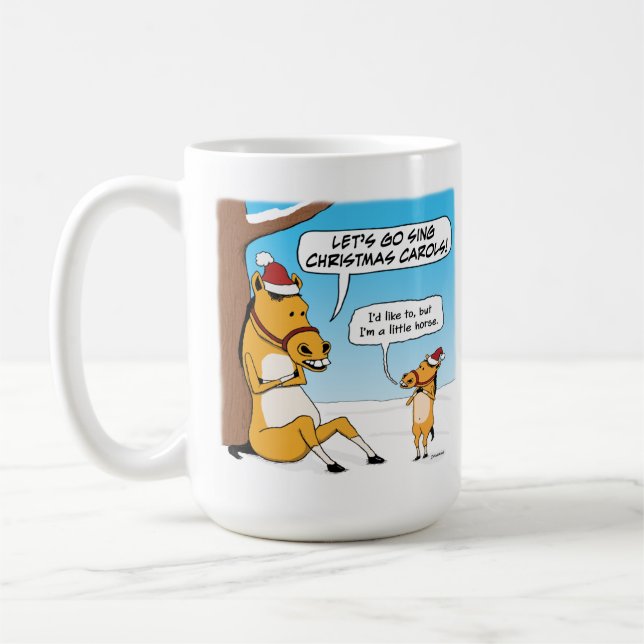 Taza De Café Navidades de caballos pequeños y graciosos (Izquierda)