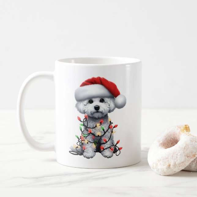 Taza De Café Navidades de cachorros de Bichon Frise Dog (Con donut)