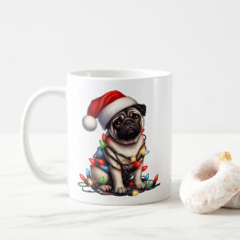 Taza De Café Navidades de cachorros de perro de pug