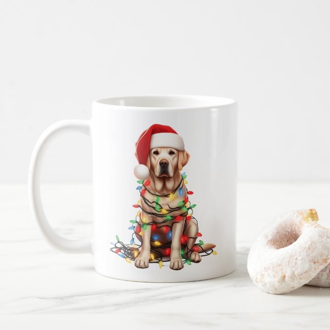 Taza De Café Navidades de cachorros de perro recuperadores de L (Con donut)