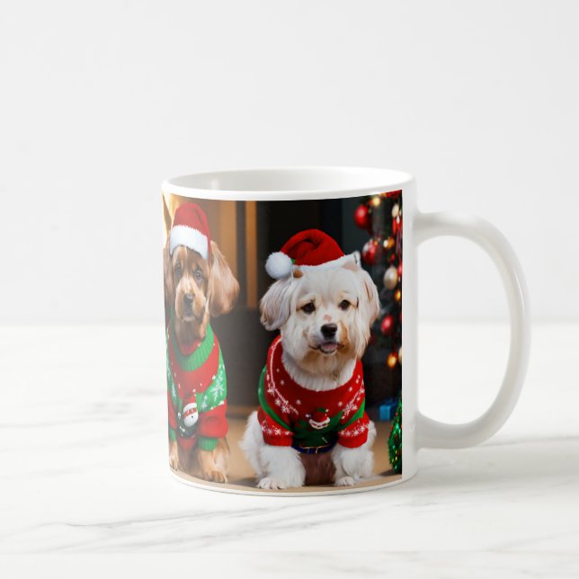 Taza De Café Navidades de cachorros Regalos café Mug Holiday (Derecha)