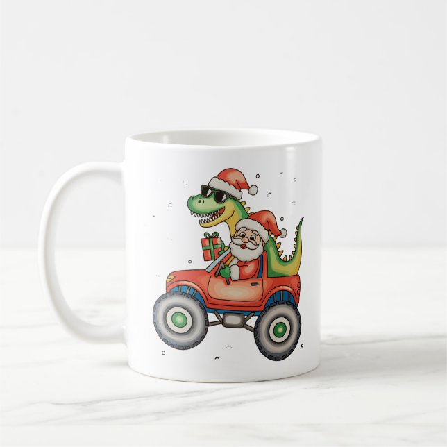 Taza De Café Navidades de Camión Monstruo de Dinosaurios de San (Izquierda)