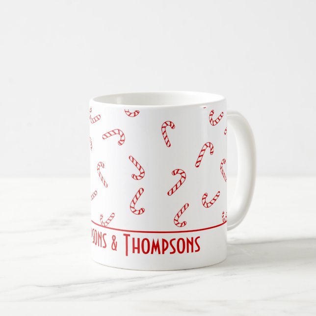 Taza De Café Navidades de Candy Cane personalizados (Anverso derecho)