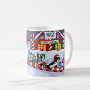 Taza De Café Navidades de Candy Cane Santa de Boston Terriers
