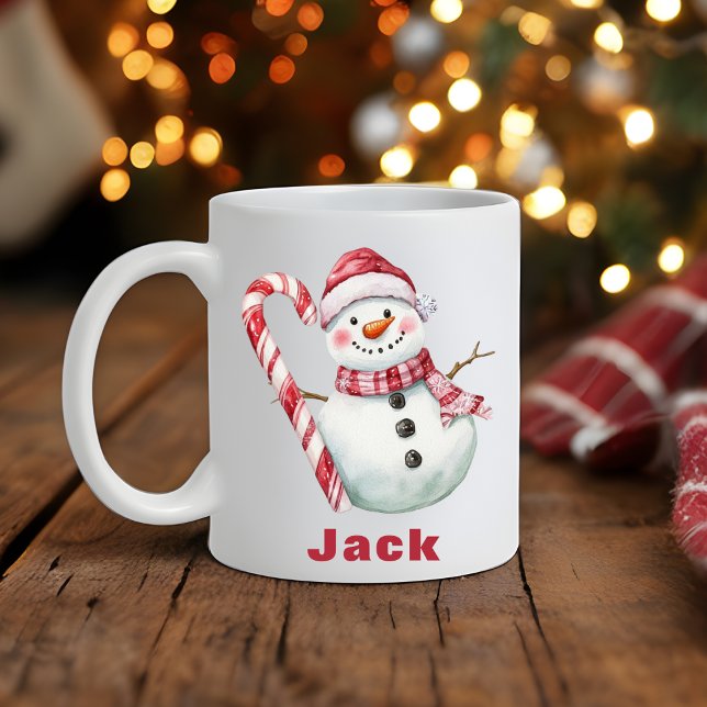 Taza De Café Navidades de Candy Cane Snowman (Candy Cane Snowman Christmas Coffee Mug
)