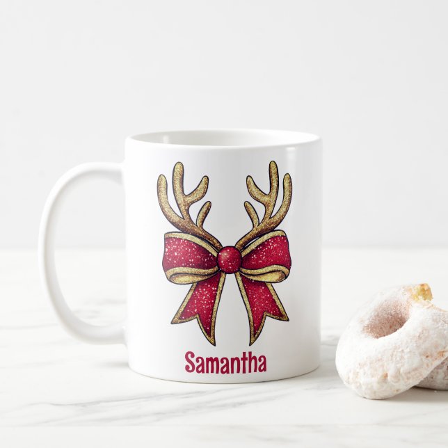 Taza De Café Navidades de carne de reno personalizados (Con donut)