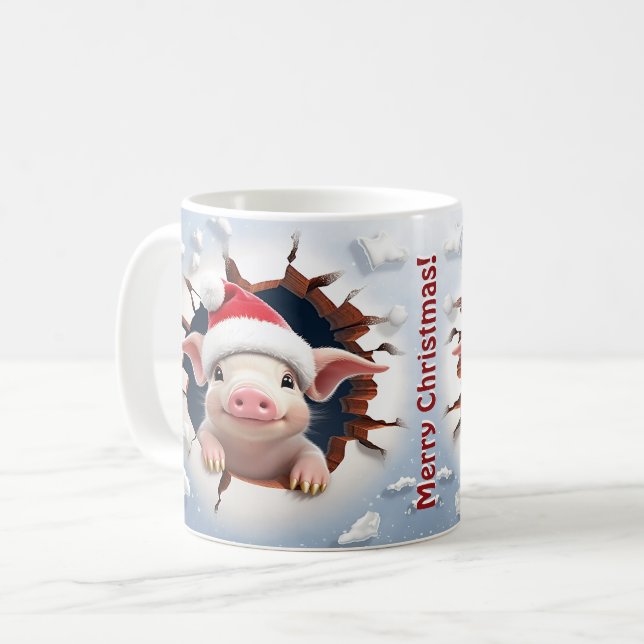 Taza De Café navidades de Cerdo 3D (Anverso izquierdo)