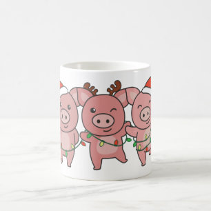 Taza De Café Navidades de cerdo Navidades animales adoran cerdo