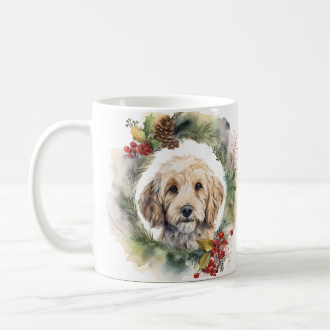 Taza De Café Navidades de Cockapoo Cachorro festivo (Izquierda)