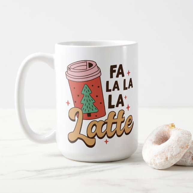 Taza De Café Navidades de Coffee Lover Fa La La Latte (Con donut)